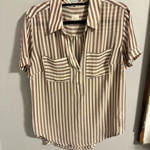 A New Day Mauve and Cream Striped Blouse